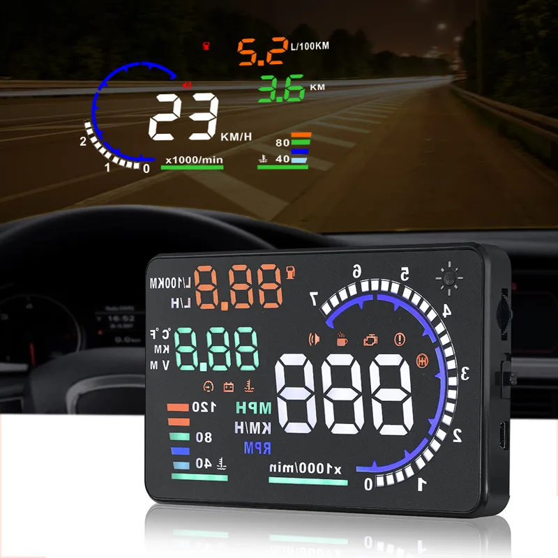 Anemometer Wind Speed - AD 5.5'' OBD2 HUD Car Head