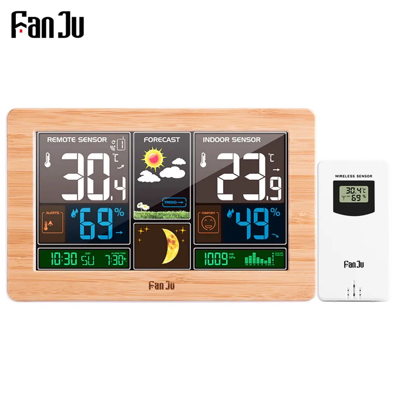 Weather Station Indoor - FanJu FJ3378 Digital Alarm Clock Wall