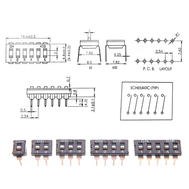 Circuit Snap Kit - 5PCS 2 2.54mm Pitch Toggle Switch
