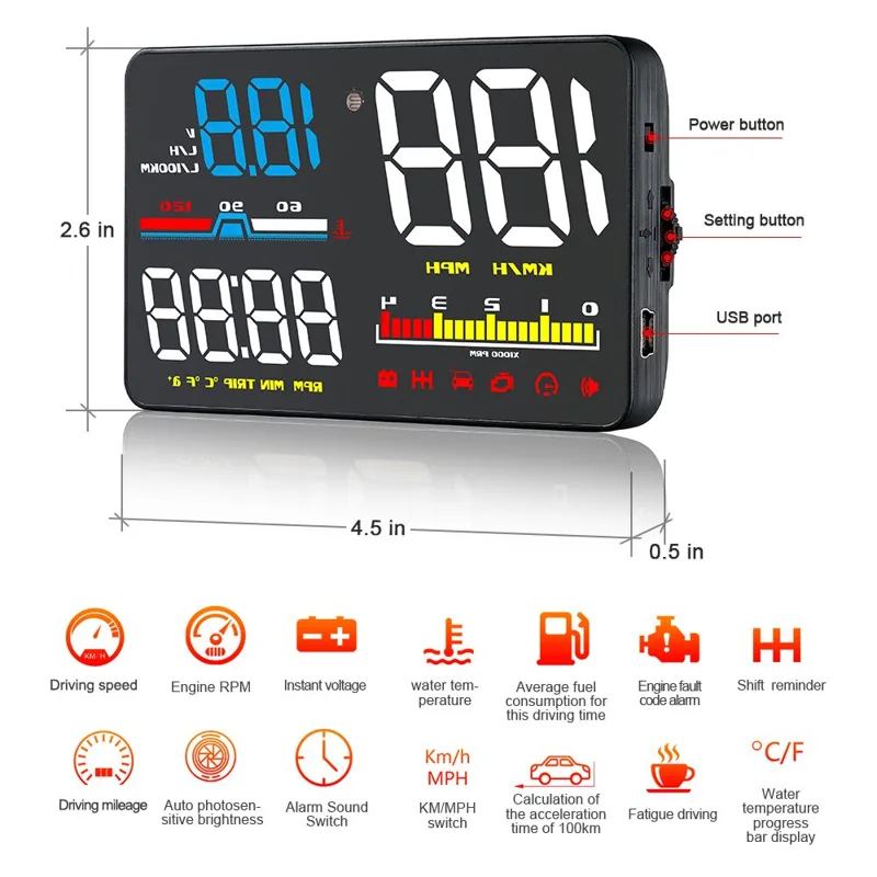 D5000 Digital OBD2 Car Windshi - Anemometer Wind Speed recension och pris