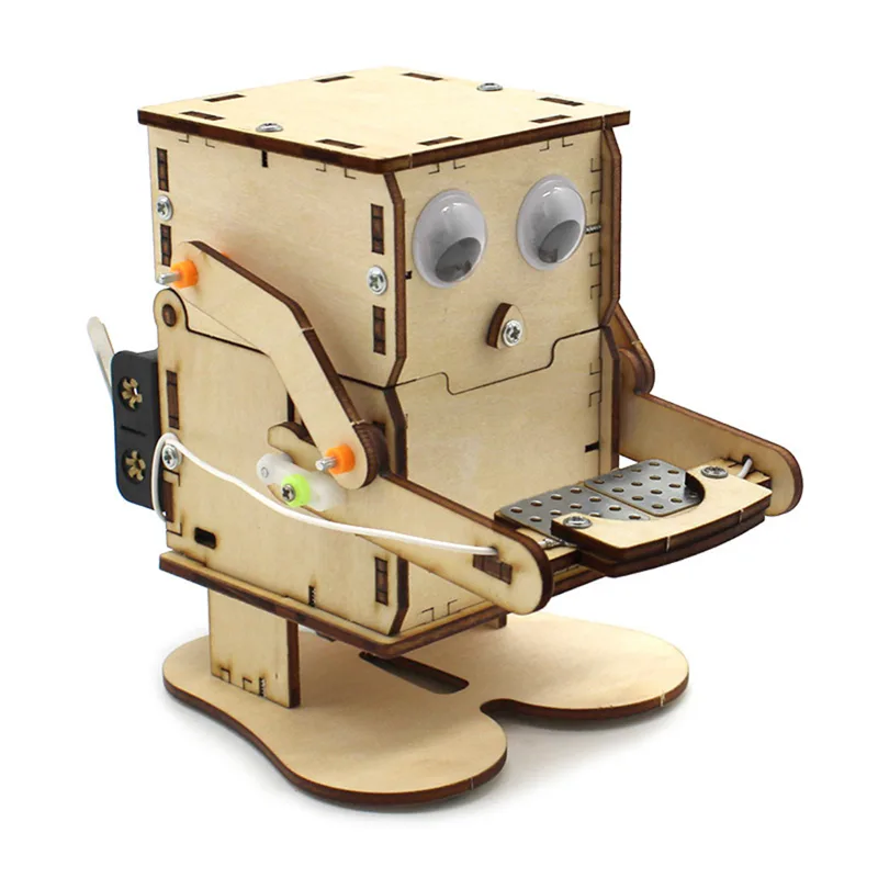 Robot Eating Coin Wood DIY Mod - Science Project Robot recension och pris