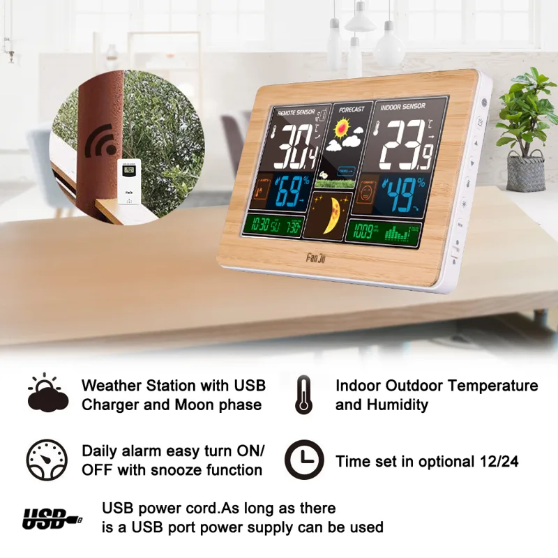 FanJu FJ3378 Digital Alarm Clo - Weather Station Indoor recension och pris